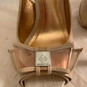 BCBGeneration dark beige strap pumps